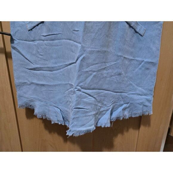 Umgee Light Blue Sleeveless V-Neck Frayed Hem Tunic Dress Large Womens Chic - Picture 3 of 5